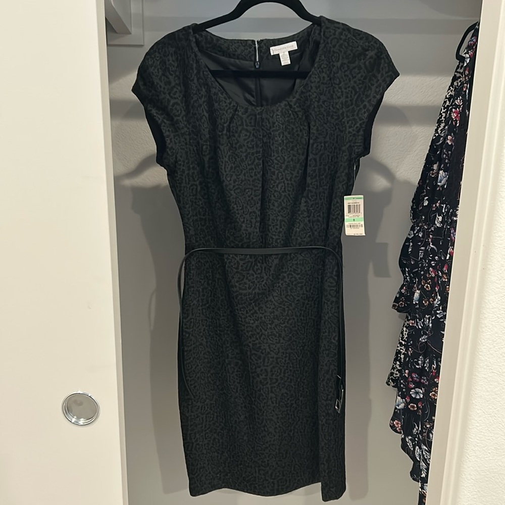 Charter club belted leopard print dress NWT